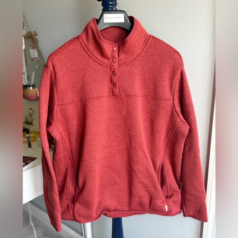 Eddie Bauer Rust Red Qtr Button-Up Sweater, Size 2XL